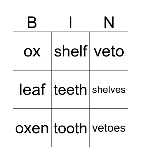 4th spelling unit 2 Bingo Card