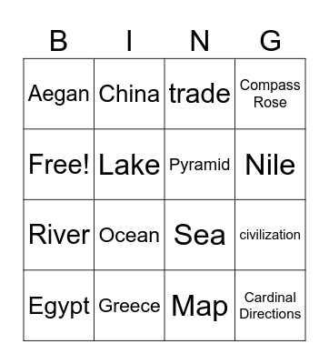 Ancient Civilization Bingo Card