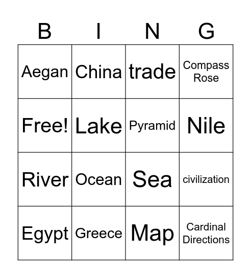 Ancient Civilization Bingo Card