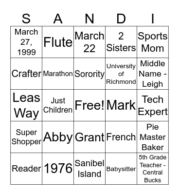 Birthday Bingo Card