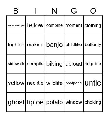 Long I/O Bingo Card