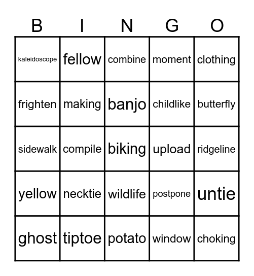 Long I/O Bingo Card