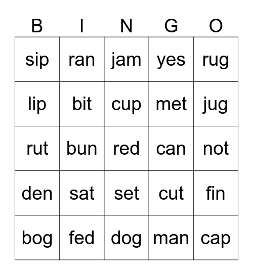 I can CVC! Bingo Card