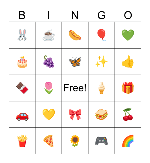 EMOJI Bingo Card