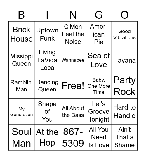 Honky Tonk 50s-10s Bingo Card