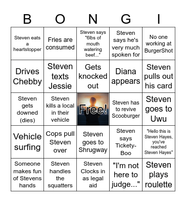 Steven Hayes BONGI 2023 Bingo Card