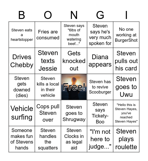 Steven Hayes BONGI 2023 Bingo Card