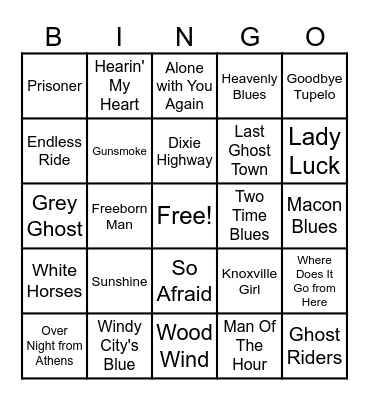 OUTLAWS Bingo Card