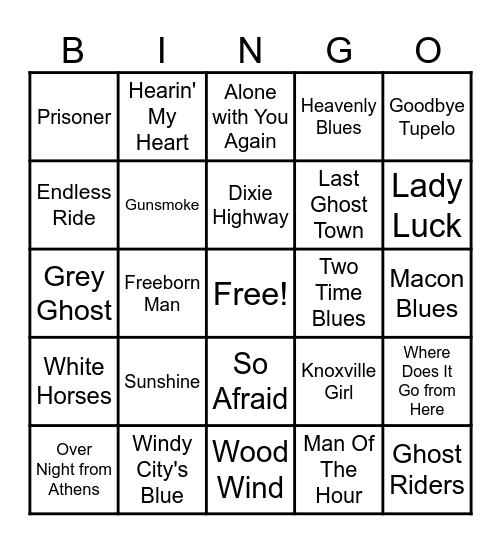 OUTLAWS Bingo Card