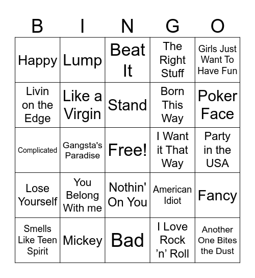 Name the Original Bingo Card