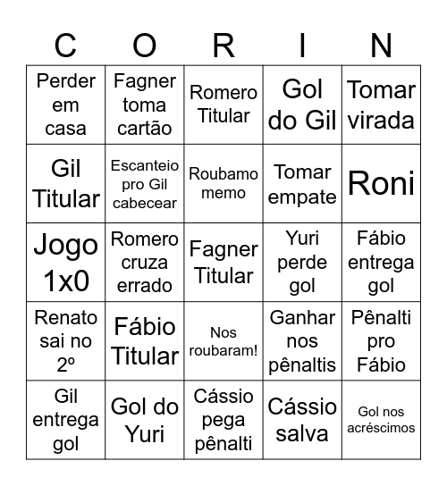 Coringão Bingo Card
