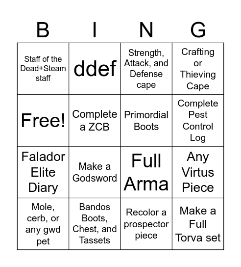 Asgarnia Bingo Card