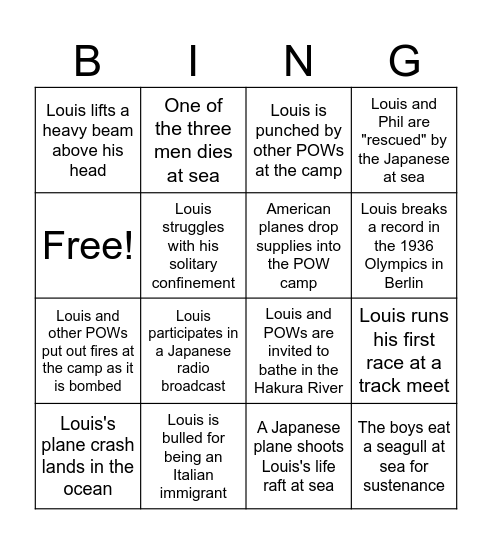 Unbroken Bingo 1 Bingo Card
