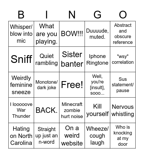 wsywng Bingo Card