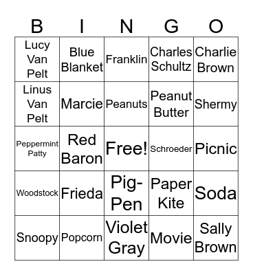 PEANUT'S FUN Bingo Card