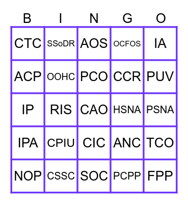 CHILD SAFETY JARGON Bingo Card