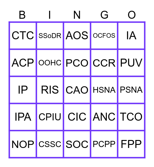 CHILD SAFETY JARGON Bingo Card