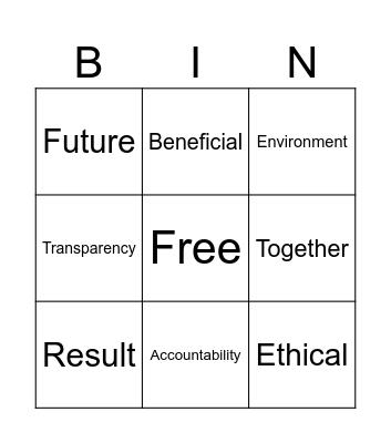 Values Bingo Card