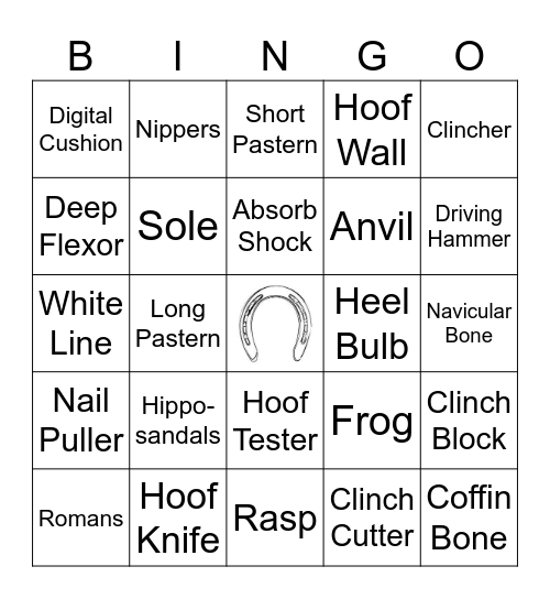 FARRIER CARDS Bingo Card