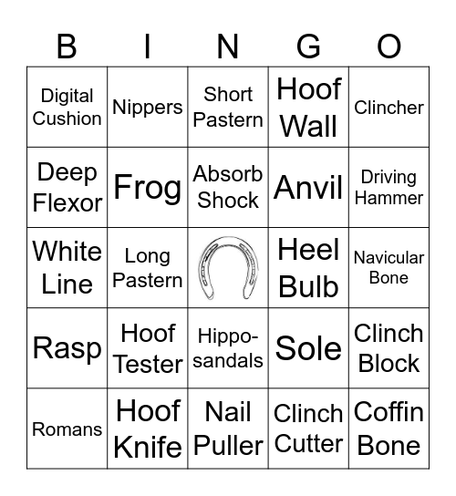 FARRIER CARDS Bingo Card