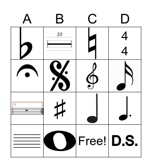 Music Notation Bingo Card