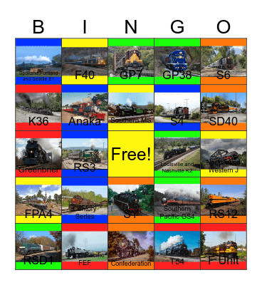 Passenger Trains Galore Bingo Card