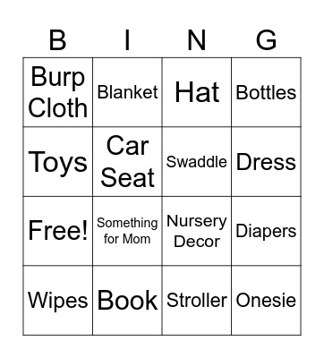 Baby Shower Bingo Card