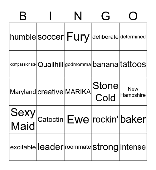 Ewe Party Bingo!! Bingo Card