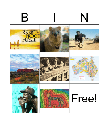 Indigenous Australian Bingo Card