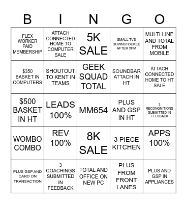MM654 BINGO Card