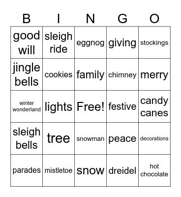 Holiday Bingo Card