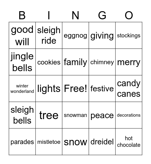 Holiday Bingo Card