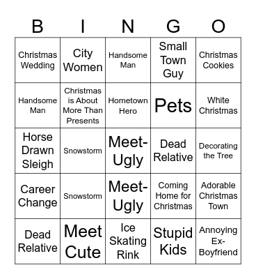 Hallmark Movie Tropes Bingo Card