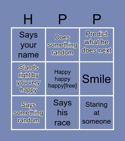 Caleb very happy bingo Card