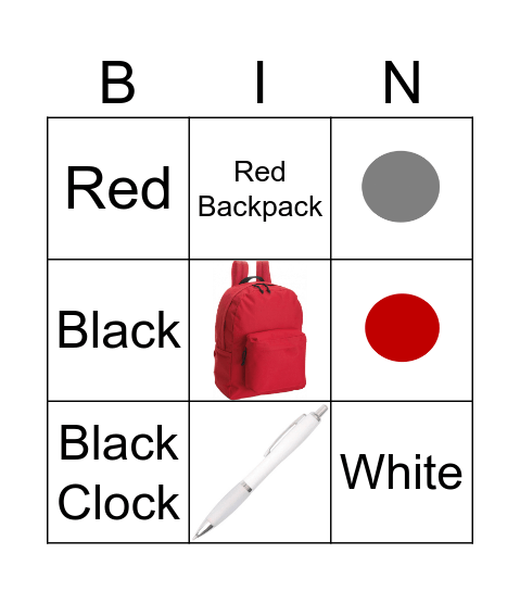 Find The Colors Bingo Card