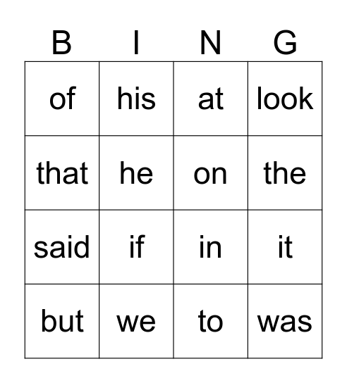 Leo's Bingo Card