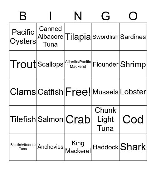Fish Bingo! Bingo Card