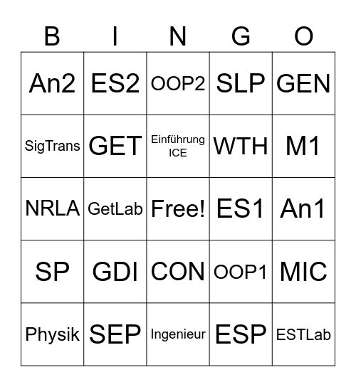 ICE VO Bingo Card