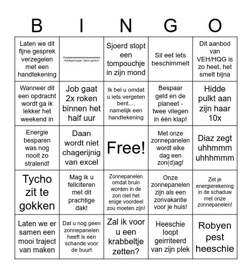 De nabel bingo kaart Bingo Card
