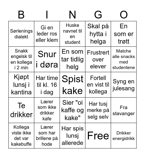 Finn en kollega der utsagnet stemmer Bingo Card