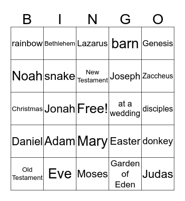 Bible Bingo Card