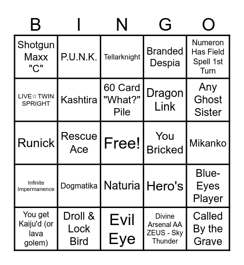 Yu-Gi-Oh! Master Duel Bingo Card