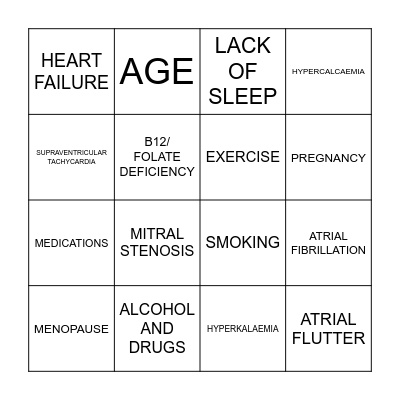 PALPITATIONS BINGO Card