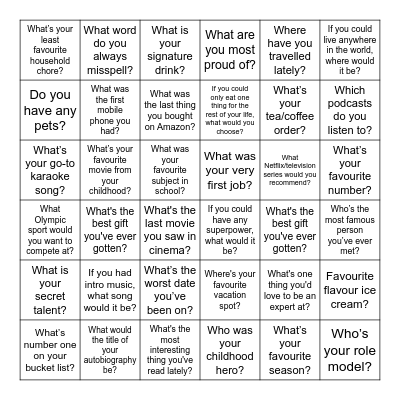 Email someone Bingo Card