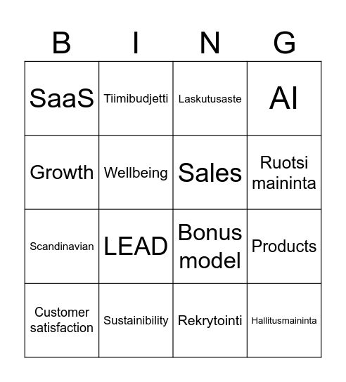 Strategia Bingo Card