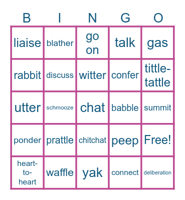 Small Talks bingo Card