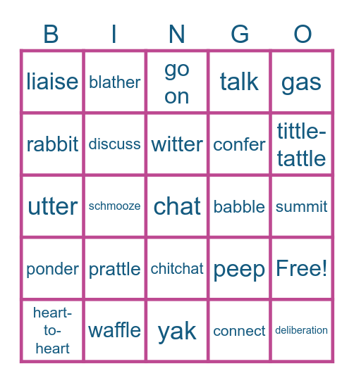 Small Talks bingo Card