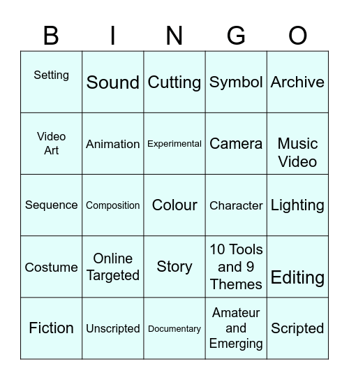 10 Tools & 9 Themes of Film and Screen Bingo Card