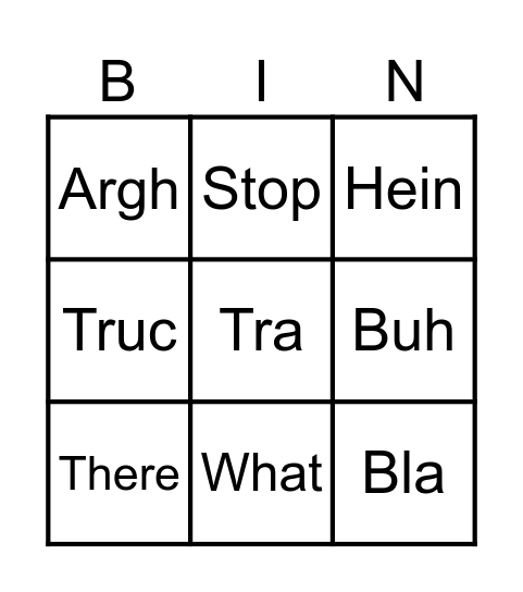 Test Bingo Card