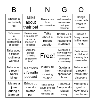 E.D.I Forum Presents: Coworker Bingo Card
